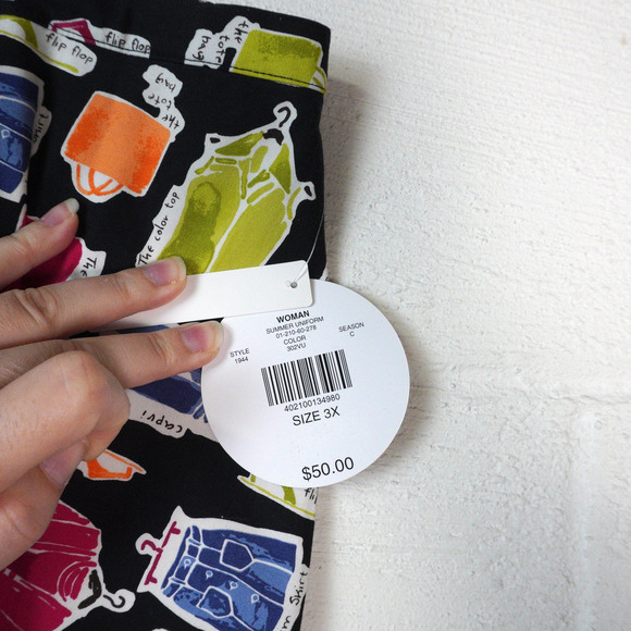 NWT Deadstock Novelty Fashion Print Valerie Stevens‎ A-Line Skirt Size 3X - Picture 9 of 11